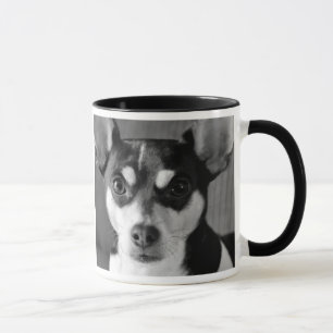 Rato Terrier, preto e branco, caneca da raça do