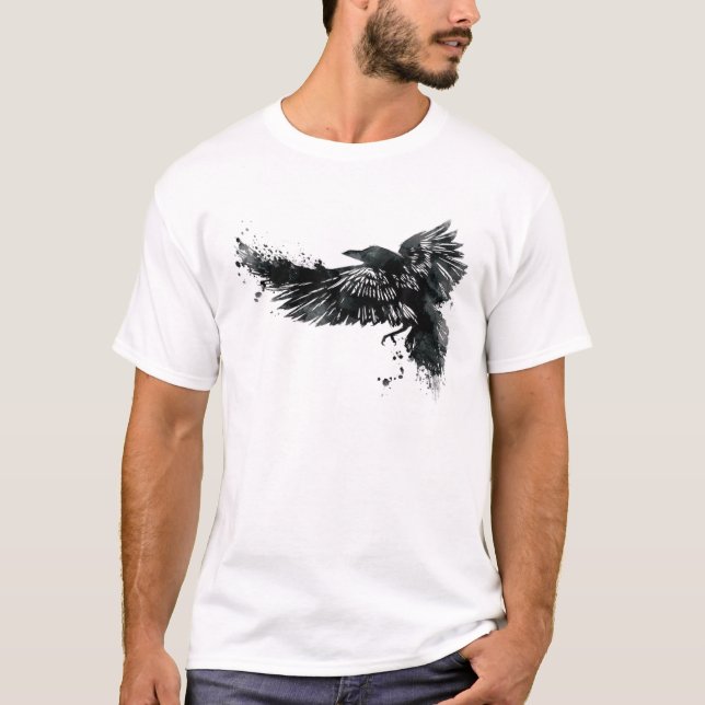 Raven Crow Bird Raven Tee Tattoo Camisa de Arte (Frente)