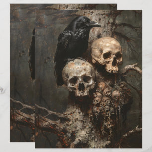 Raven e Skulls Mancham Papel Escrapbook