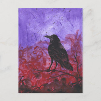 Raven no cartão postal Red + Purple abstrato