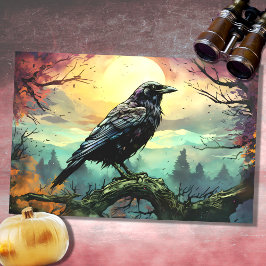 Raven no Spooky Landscape 1 Papel de Decoupage