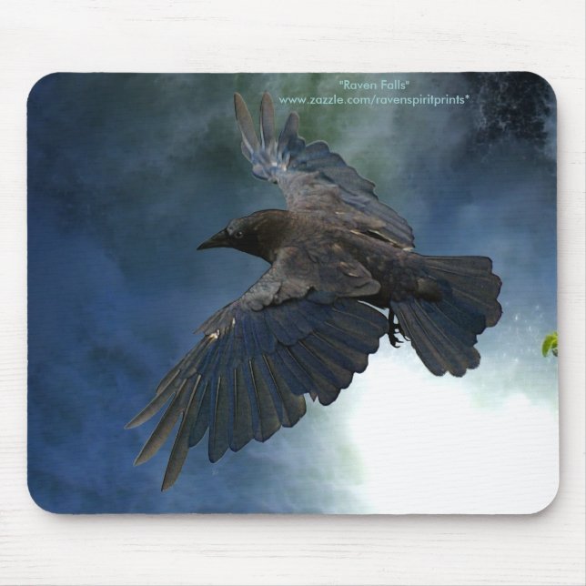 RAVEN & WATER FALL Nature Mousepad (Frente)