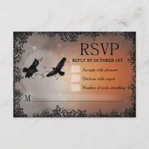 Ravens Halloween RSVP 3,5x5 Cartão de Resposta Cor
