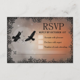 Ravens Halloween RSVP 3,5x5 Cartão de Resposta Cor