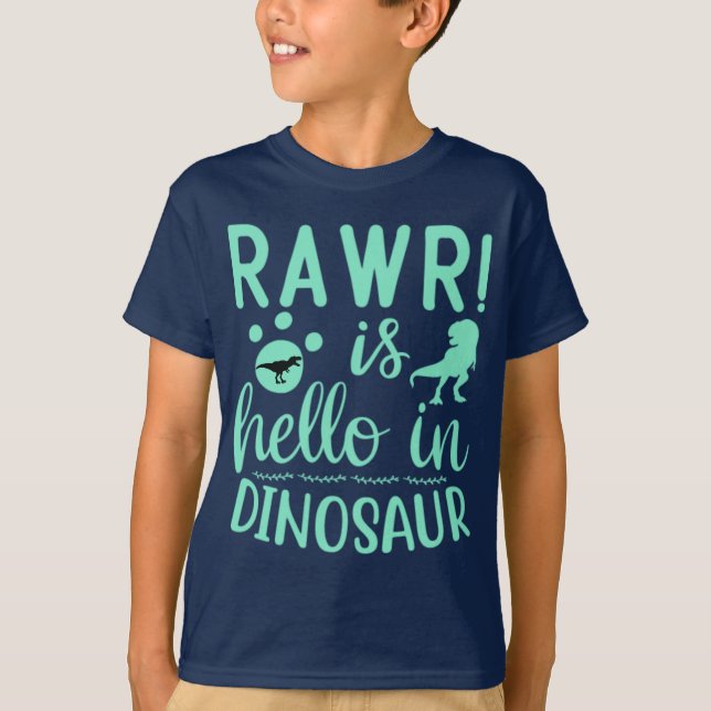 Rawr! É Olá Em Camiseta De Dinossauro (Frente)