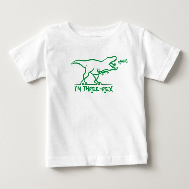 Rawr eu sou o Três -Rex Camisa de Aniversário de 3 (Frente)