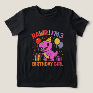 Rawr I'm 3 Dinossaur Birthday Girl T-Shirt