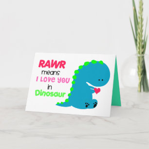 RAWR quer dizer que te amo no cartão de dinossauro