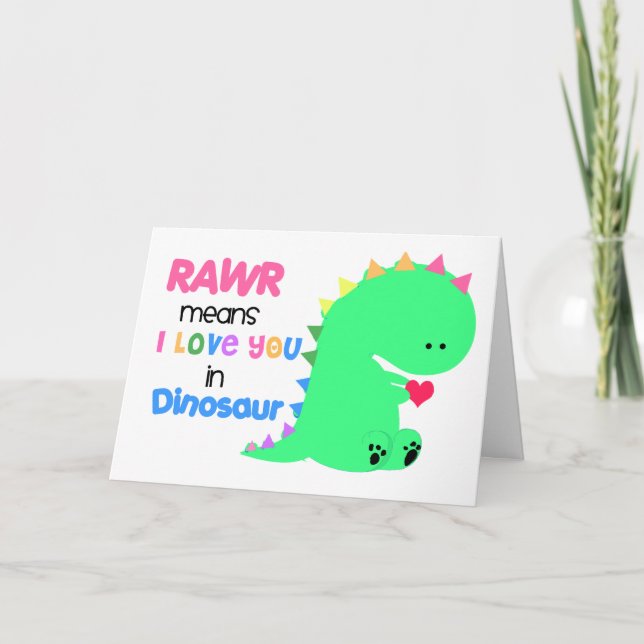 RAWR quer dizer que te amo no Cartão do Dinossauro (Frente)