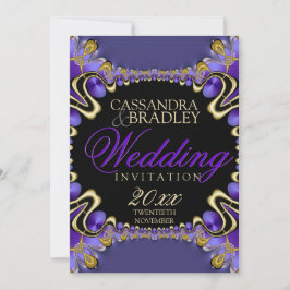 Rayalina: Convites Dourados para Casamento Roxo-Pr