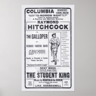 Raymond Hitchcock, 1906, jornal teatral e poster