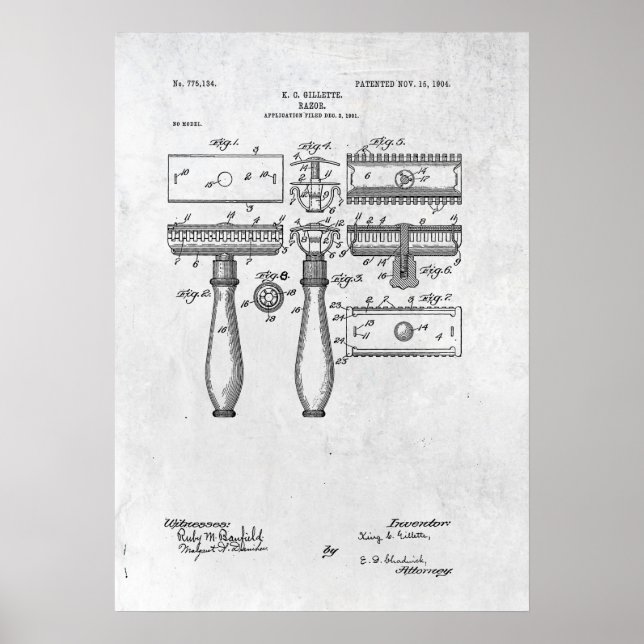 Razor Patent Impressão 1904 Poster (Frente)
