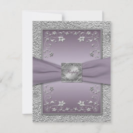 RBBON Plum, Pewter Floral RSVP Card 2
