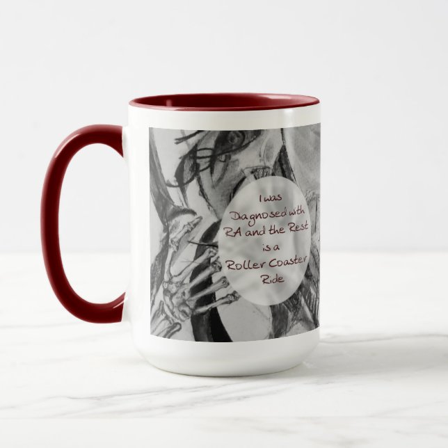 RD Paciente Voz Poem caneca de cor maior (Esquerda)
