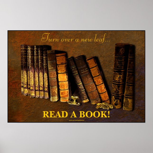 READ A BOOK Educational Literacy Poster (Frente)