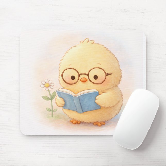 Reading Alma Chick Cute Mouse Pad (Com mouse)