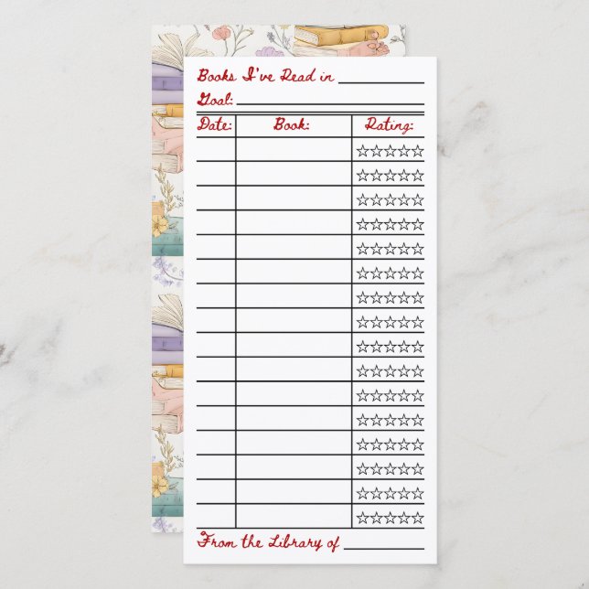 Reading List Tracker Flat Card (Frente/Verso)
