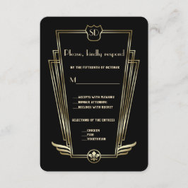 Real Arte Dourada Deco Monograma Casamento RSVP
