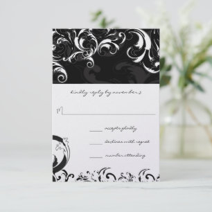 Real Black Swirls Wedding RSVP