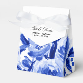 Real Blue Watercolor Floral Casamento Floral Caixa