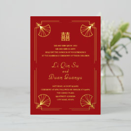 Real Casamento Chinês Vermelho e Dourado Felicidad