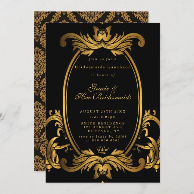Real Dourada Bridesmaids Convocação do Luncheo (Frente/Verso)