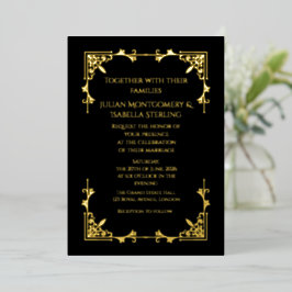 Real Gold Foil Black Tie Royal Regency wedding