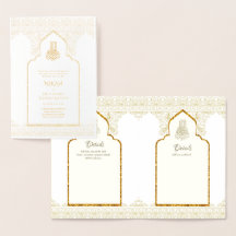 REAL Gold Foil Musculoso Convite para Casamento Is