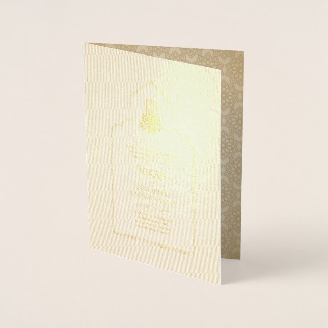 REAL Gold Foil Musculoso Convite para Casamento Is (Frente)