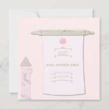 Real Princess Scroll Convite Rosa