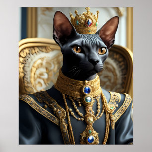 Real Sphynx Cat King Pet Retrait Art Impressão
