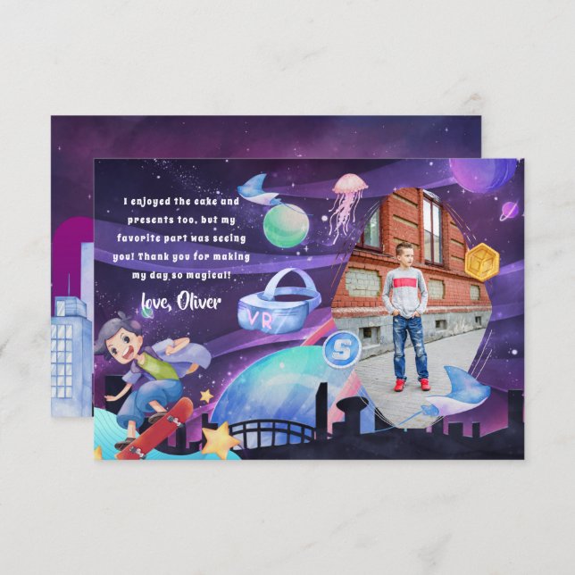 Realidade virtual | Jogos de Cartões de agradecime (Frente/Verso)