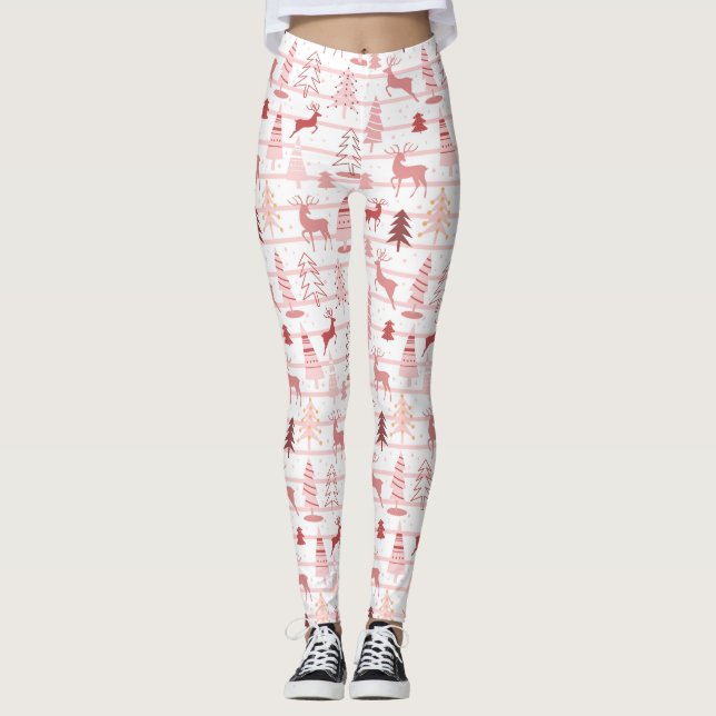 Rebelde e leggings de padrão de árvore de Natal (Frente)