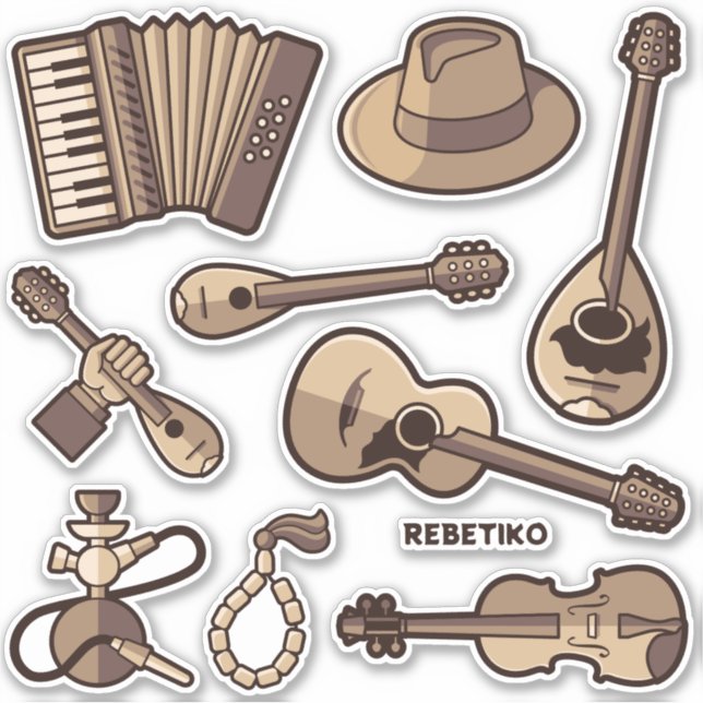 Rebetiko Ícones do conjunto de adesivos (Frente)