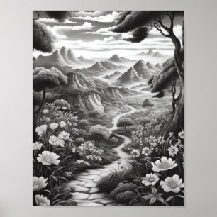 Recaxando Poster de Coloração de Paisagem