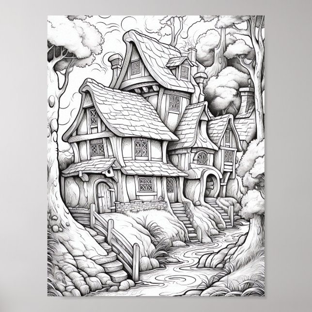Recaxando Poster de Coloração de Paisagem (Frente)