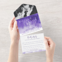 Recebendo texto roxo de Rsvp de foto de casamento