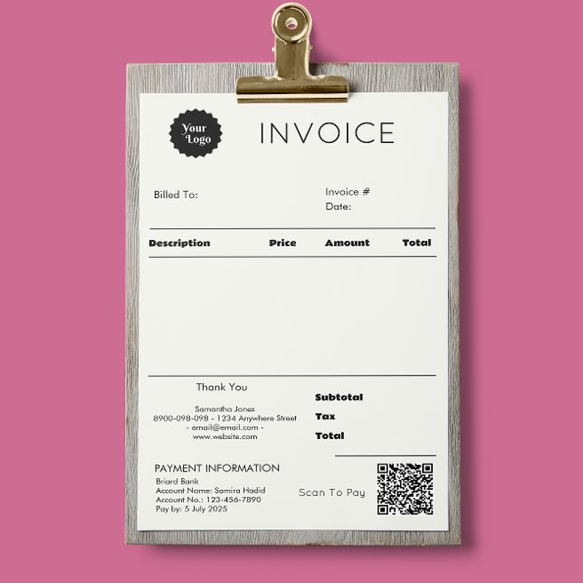 Recebimento de Vendas de NFF Comercial em Preto e  (Modern Invoice Sales Receipt Small Business)