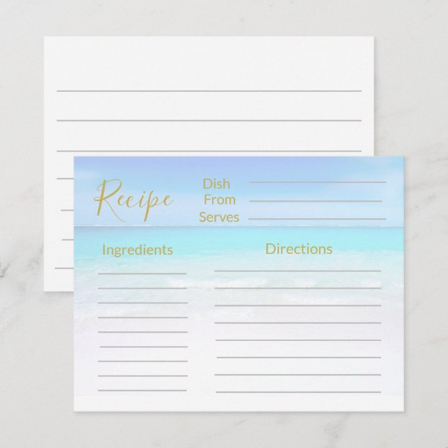 Receita Cena da Praia do Oceano Azul Marinho  (Frente/Verso)