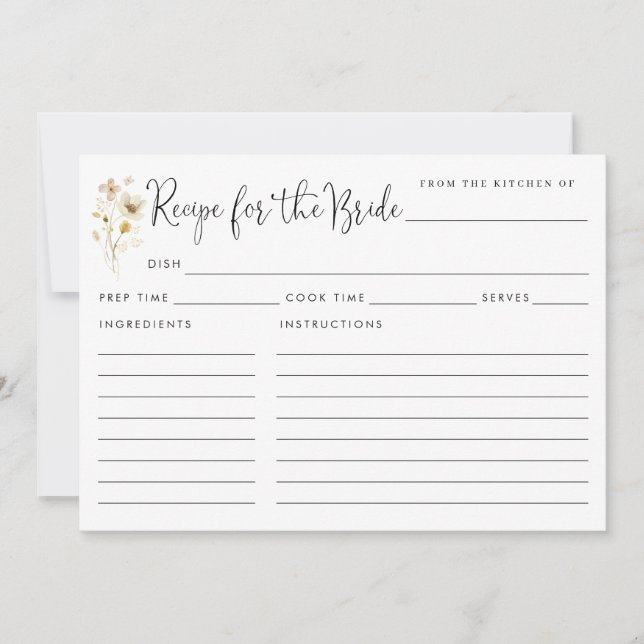 Receita Chic para Cartões Florais de Flores Selvag (Frente)