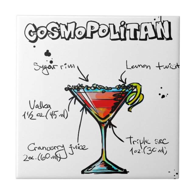 Receita cosmopolita do cocktail (Frente)