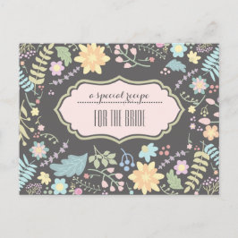 Receita da Noiva. Cartão de Casamento Floral Moder