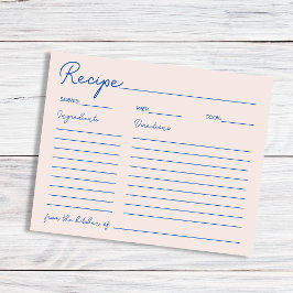 Receita De Azul Chic Manuscrita Para A Noiva