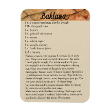 Receita de Baklava Ímã Geladeira Confeitaria de Fe