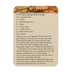 Receita de Baklava Ímã Geladeira Confeitaria de Fe