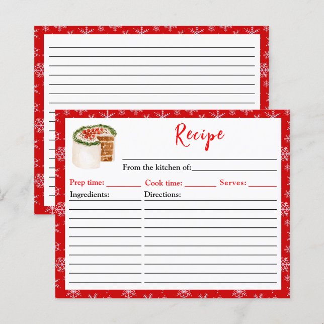 Receita de Bolo de Natal Feriado (Frente/Verso)