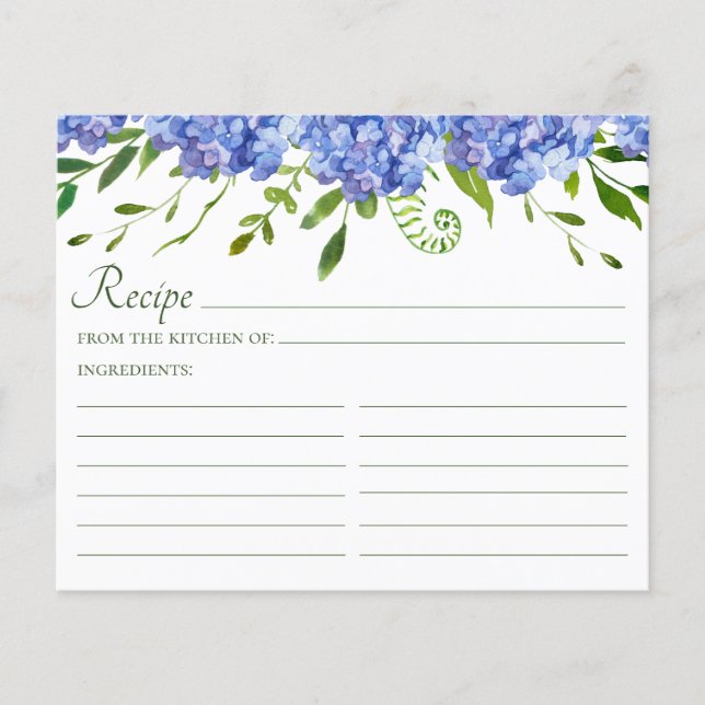 Receita de Casamento de Hydrangeas Azul (Frente)