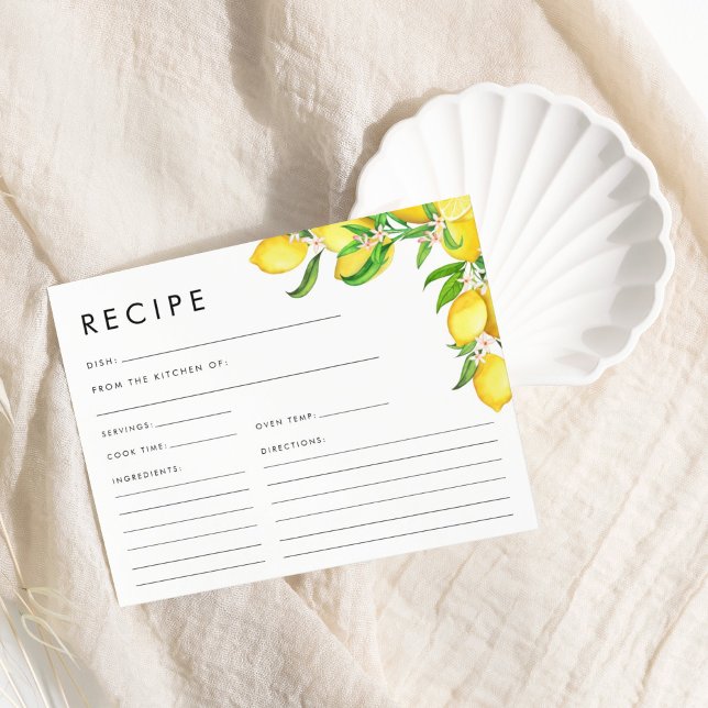 Receita de Chá de panela de Limão de Aquarela (Watercolor Lemon Bridal Shower Recipe)