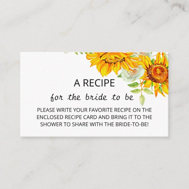 Receita de Girassóis para o Cartão de Enclausurame (Frente)