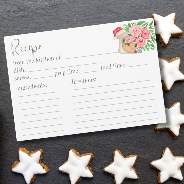 Receita de Mistura de Natal com Rosas em Aquarela (Criador carregado)